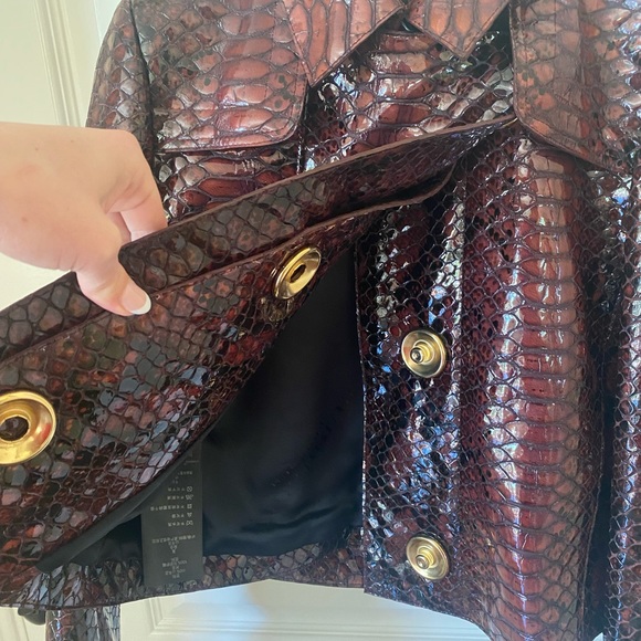 Burberry Prorsum Oxblood Python Print Leather Jacket - Picture 4 of 11